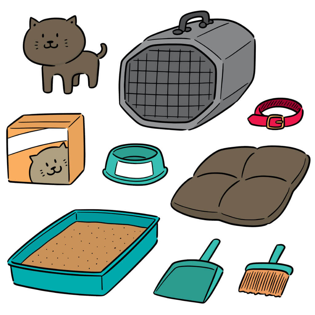 vector set of cat accessories