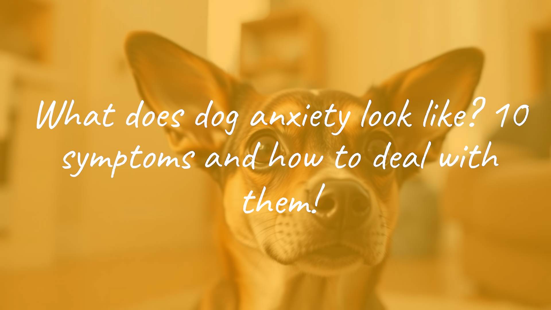 A nervous dog showing signs of anxiety, with ears pulled back and wide eyes, in a cozy home setting, soft lighting, realistic.
